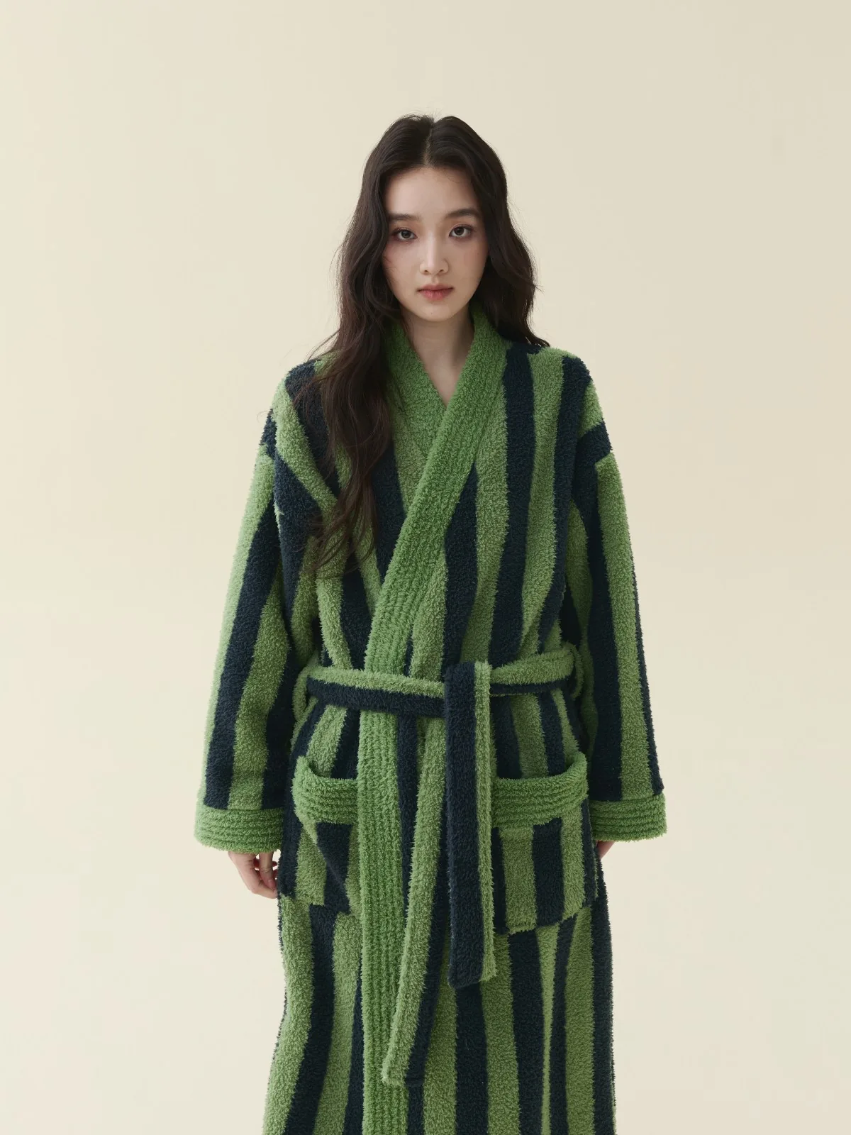Forest Stripe Kimono Robe, detail 1