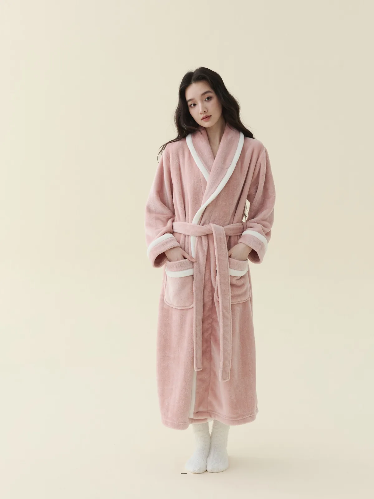Blush Teddy-Plush Shawl Robe, 100% polyester teddy plush